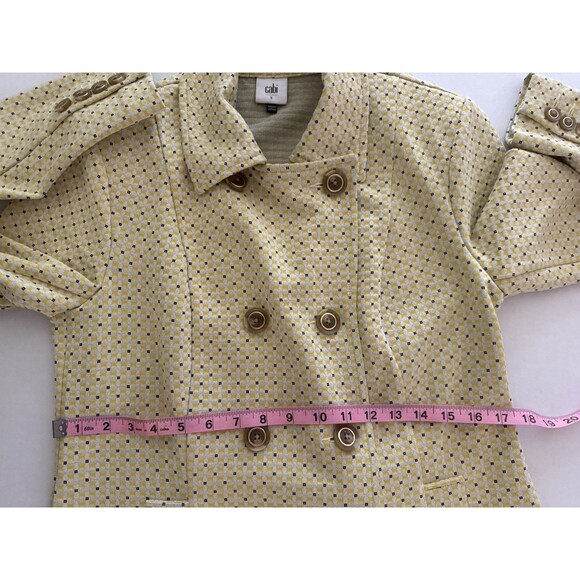Cabi Hobnob Topper Coat Size S Yellow Black Daffodil Print Double Breasted #6249 - Picture 8 of 15